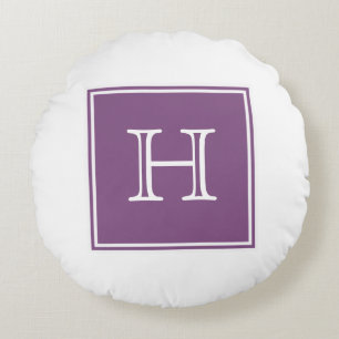 Lila Quadrat Monogramm Rundkissen Rundes Kissen