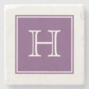 Lila quadratischer Monogramm-Stein-Untersetzer Steinuntersetzer