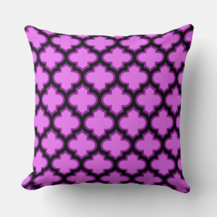 Lila Quatrefoil Trellis Kissen