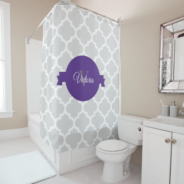 Lila Quatrefolie Personalisiert Duschvorhang (Beispiel)