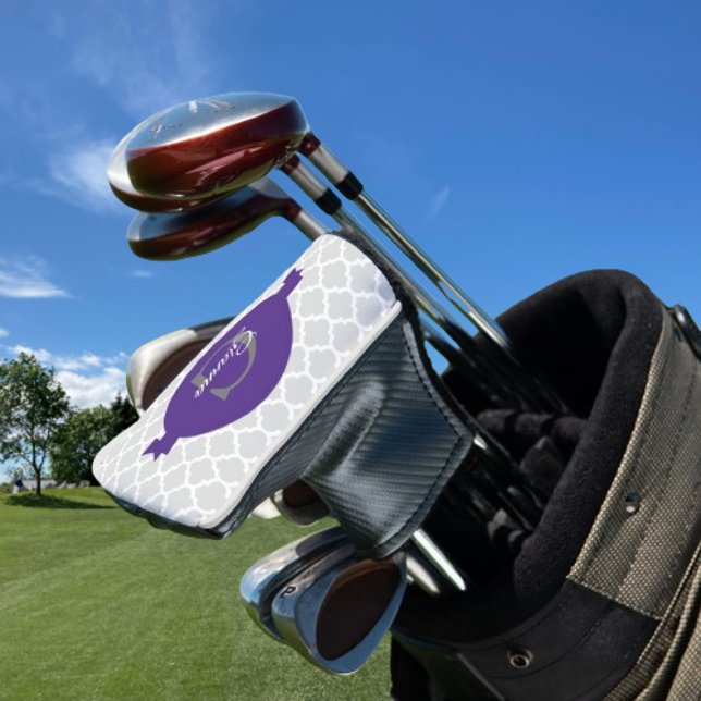 Lila Quatrefolienabdeckung für Personalisierte Gol Golf Headcover (Purple Quatrefoil Personalized Golf Head Cover)