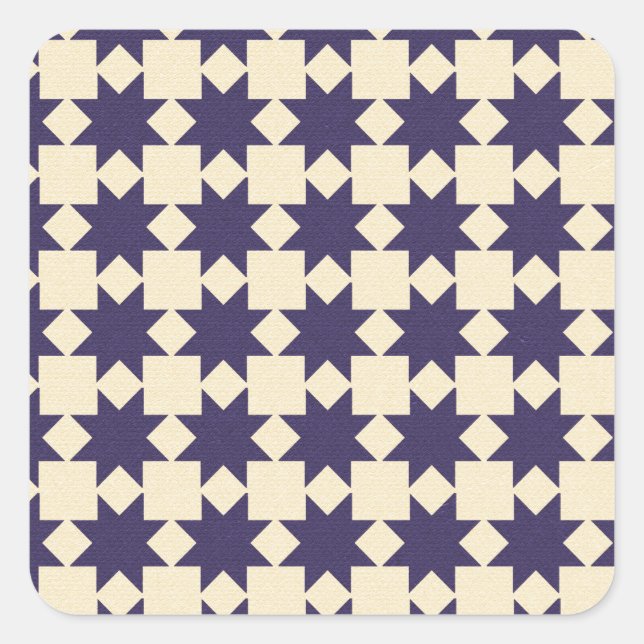 Lila Quiltmuster Quadratischer Aufkleber (Vorderseite)