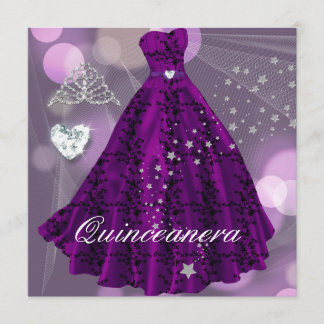 Lila Quinceanera 15. Geburtstagsparty Einladung