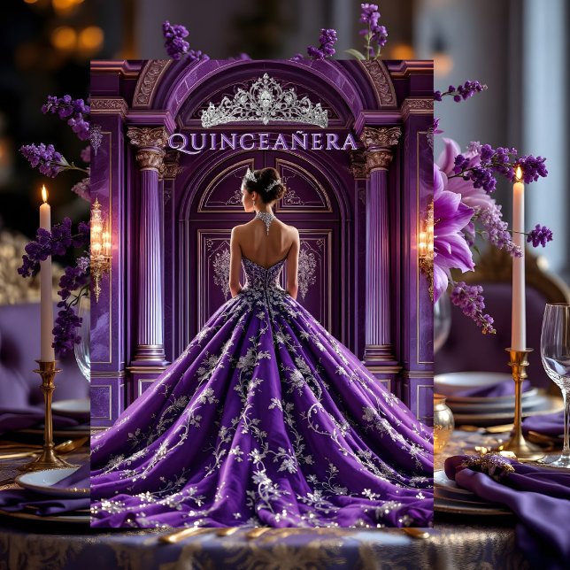 Lila Quinceanera Birthday Palace Dress Tiara Einladung (Von Creator hochgeladen)