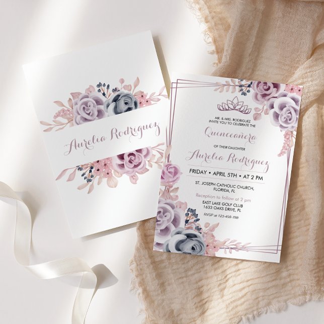 Lila Quinceanera Einladung Quinceanera Geburtstag (Von Creator hochgeladen)