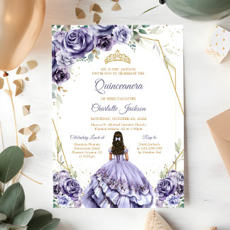 Lila Quinceanera-Geburtstagseinladung Einladung