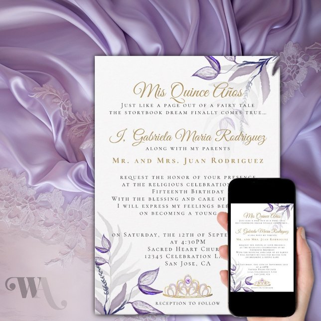 Lila Quinceañera Mis Quince Años Einladung (Von Creator hochgeladen)