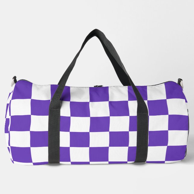 Lila Racing Checkered Flag Display benutzerdefinie Duffle Bag (Vorderseite)