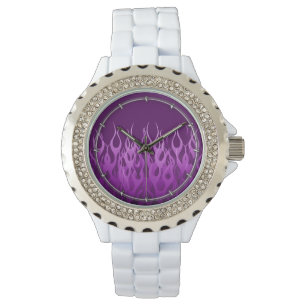 Lila Racing-Flammen Armbanduhr