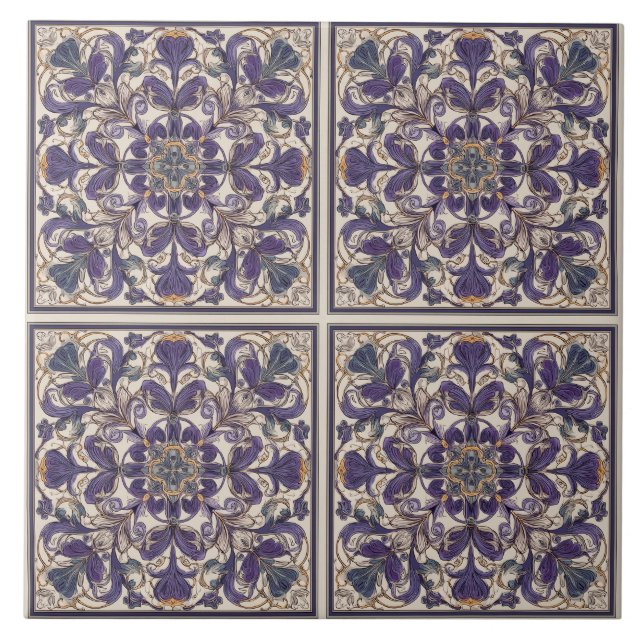Lila radiale Art Deco Fliese (Vorderseite)