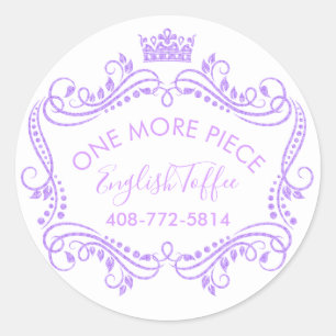 Lila Rahmen mit Kronen und Wirbel Runder Aufkleber
