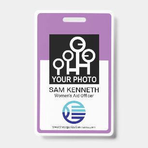 Lila Rahmenfoto Vorlagen-ID für Mitarbeiterfotos Ausweis