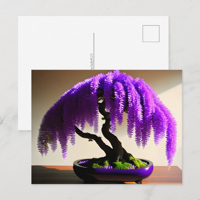 Lila Rain Wisteria Bonsai, Postüberquerung Postkarte (Vorne/Hinten)