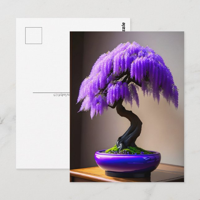 Lila Rain Wisteria Bonsai, Postüberquerung Postkarte (Vorne/Hinten)