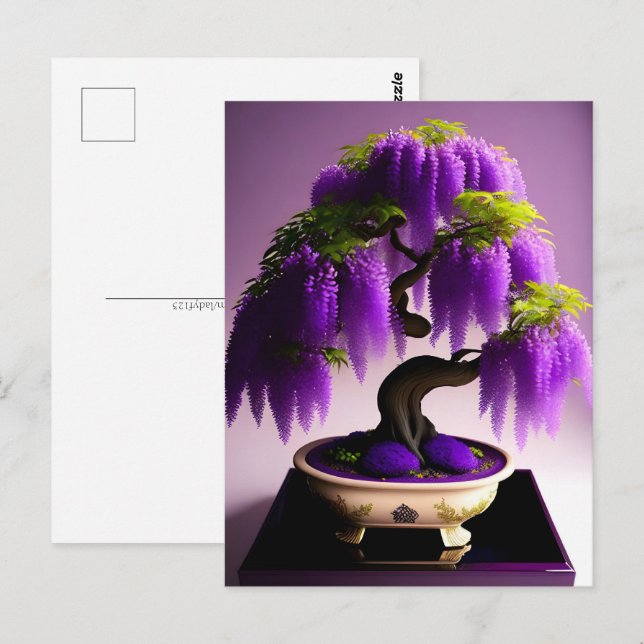 Lila Rain Wisteria Bonsai, Postüberquerung Postkarte (Vorne/Hinten)