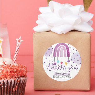 Lila Rainbow Baby Showpastel Vielen Dank Runder Aufkleber