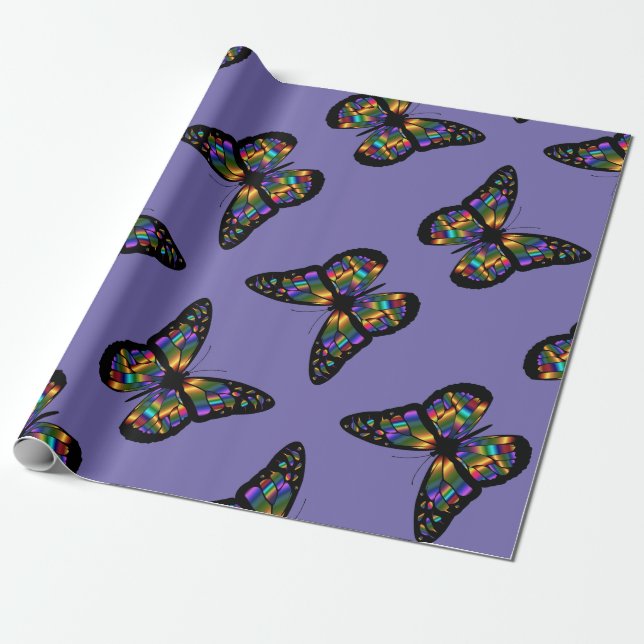 Lila Rainbow Butterfly Geschenkpapier (Ungerollt)