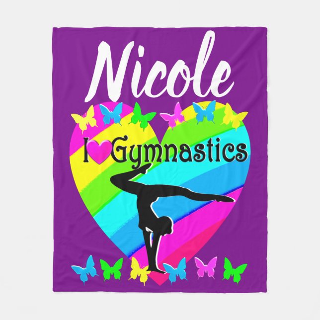 LILA RAINBOW I LIEBE GYMNASTICS-DESIGN FLEECEDECKE (Vorderseite)