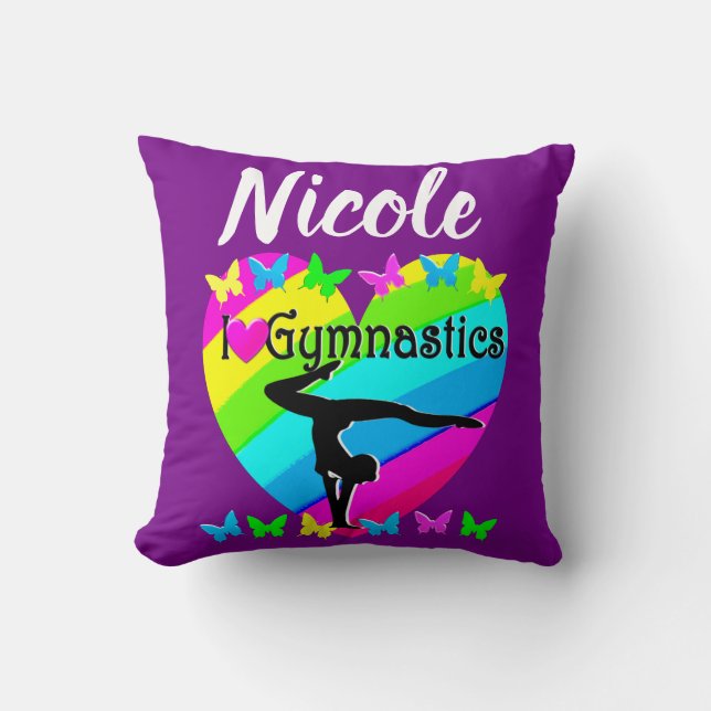LILA RAINBOW I LIEBE GYMNASTICS-DESIGN KISSEN (Vorderseite)