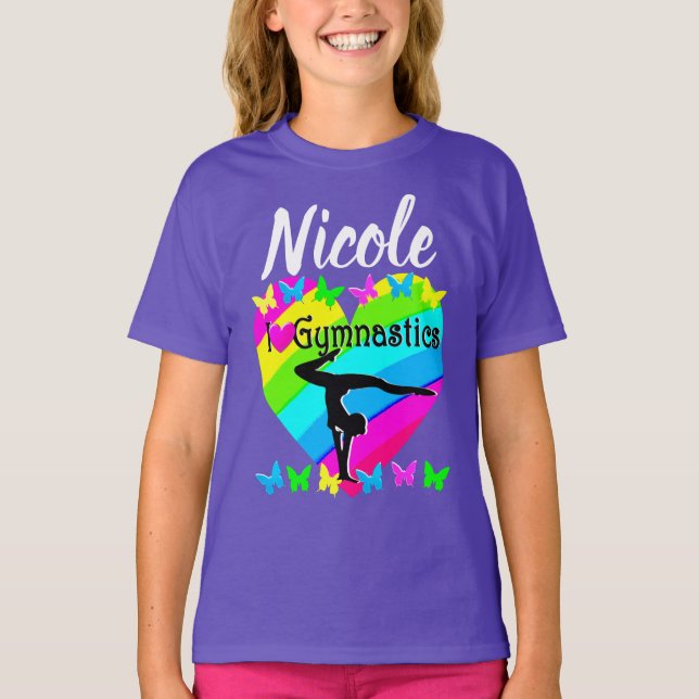 LILA RAINBOW I LIEBE GYMNASTICS-DESIGN T-Shirt (Vorderseite)