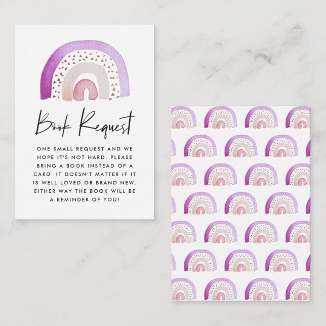 Lila Rainbow-Kinderdusche Buchungsanfrage Begleitkarte (Vorne/Hinten)