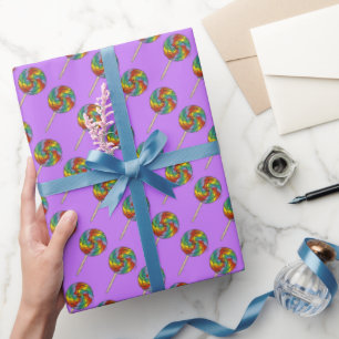 Lila Rainbow Lollipop Lollies Candy Store Süßigkei Geschenkpapier