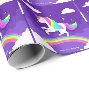 Lila Rainbow Unicorn Geschenkpapier