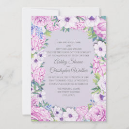 Lila Ranunculus Anenome Blumenzeremonie Einladung