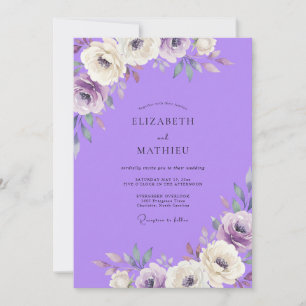 Lila-Ranunculus-Eukalyptus-Hochzeit Einladung