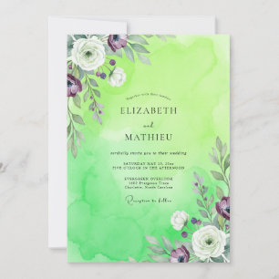 Lila Ranunculus Eukalyptus Hochzeit Einladung