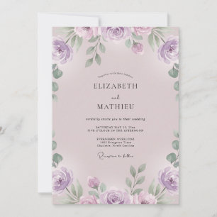 Lila Ranunculus Eukalyptus Hochzeit Einladung