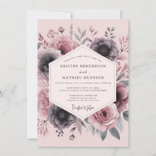 Lila rauchige florale Hochzeit Einladung