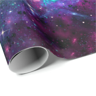 Lila Raum-Galaxie kosmischer Spacey aquamariner Geschenkpapier