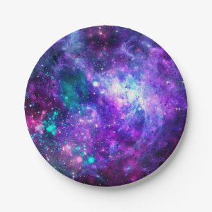 Lila Raum-Galaxie kosmischer Spacey aquamariner Pappteller