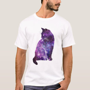 Lila Raum-Nebelfleck-Katze T-Shirt