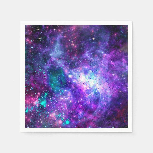 Lila Raumgalaxie Kosmischer Spacey Aquamarin Pink  Serviette (Vorderseite)