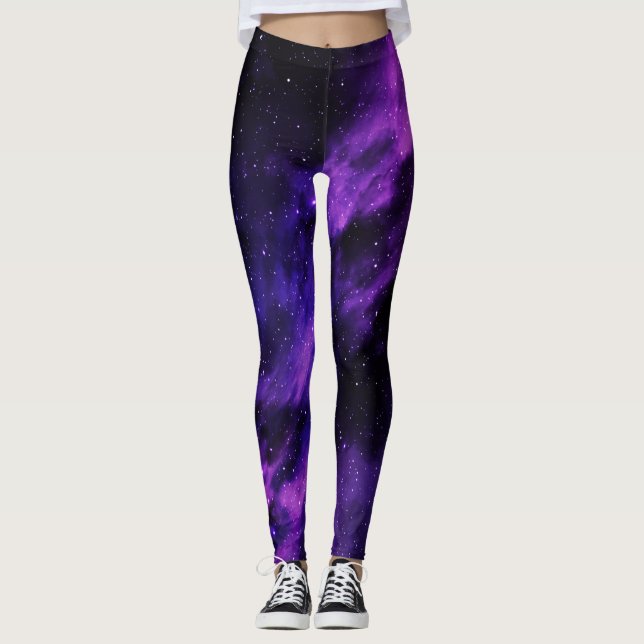Lila Raumgalaxie Leggings (Vorderseite)