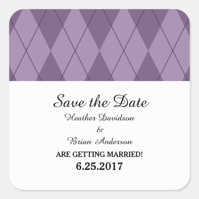 Lila Raute Save the Date Stickers (Vorderseite)