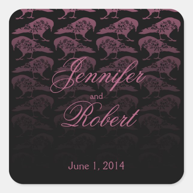 Lila Raven Gothic Wedding Umschlag Aufkleber (Vorderseite)