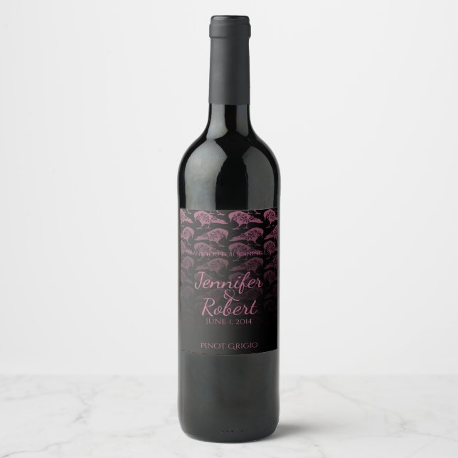 Lila Raven Gothic Wedding Wine Label Weinetikett (Vorderseite)