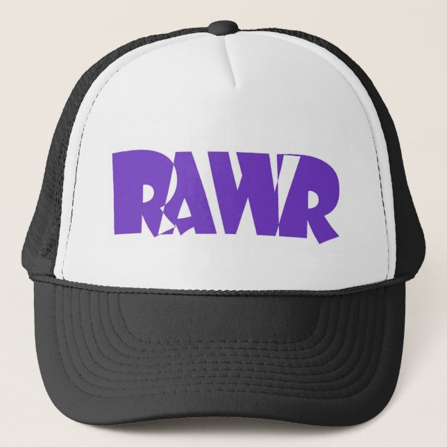 Lila Rawr Hut Truckerkappe (Vorderseite)