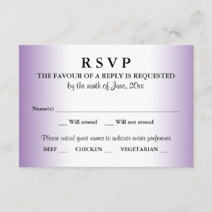 Lila Reaktion auf Hochzeiten RSVP Karte