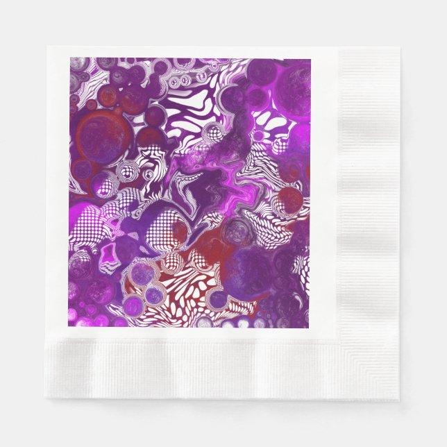 Lila Red Abstrakt Modern Marbella Fluid Art Serviette (Vorderseite)