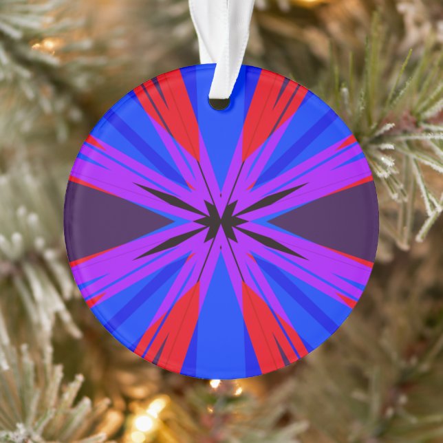 Lila Red Blue Black Star Sternexplosion Fun Vaporw Ornament (Baum)
