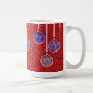 Lila Red Glitzer Frohe Weihnachtsbaumklänge Tasse