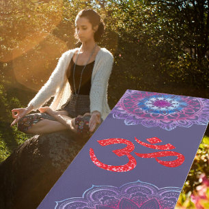 Lila Red Glitzer Om Mandala Yogamatte