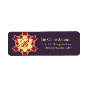 Lila Red Golden Royal Monogram Address Label