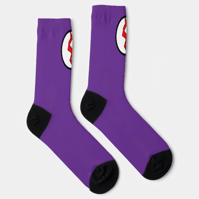 Lila Red Lightning Bolt Superhero Halloween Socken (Rechts)