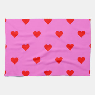 Lila Red Niedlich Simple Heart Pattern Geschirrtuch
