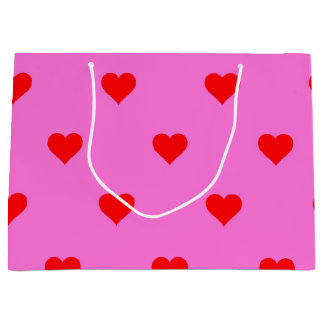 Lila Red Niedlich Simple Heart Pattern Große Geschenktüte